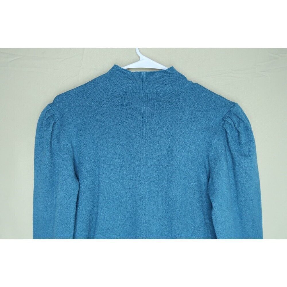 Marled Reunited Clothing Sweater Puff Sleeve Pullover Turquoise Women's Large - Picture 5 of 8